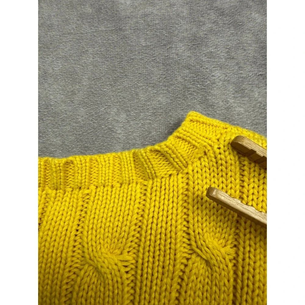 Polo Ralph Lauren Mens S* Yellow Cable Knit Crewneck Sweater Pony Logo Classic